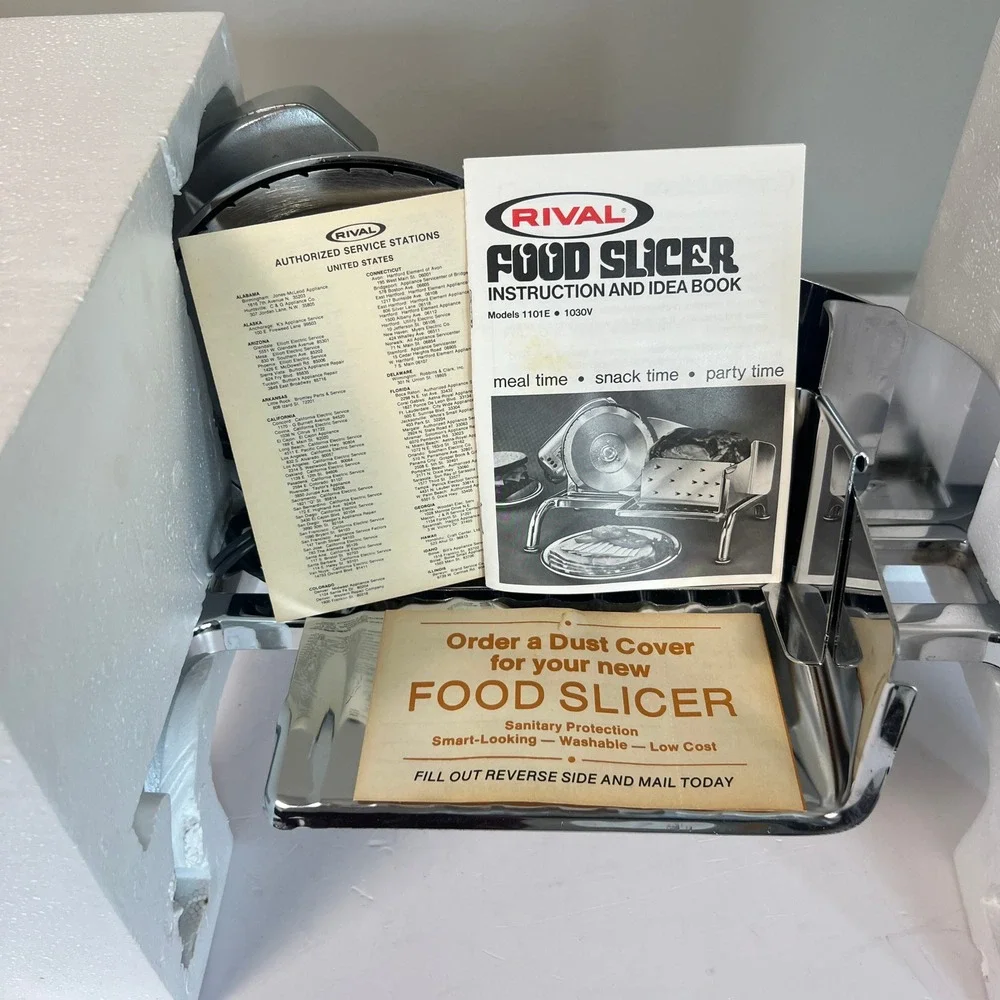 Rival Electric Food Slicer 1101E Chrome Vintage Deli Meat Slicer USA Made TESTED